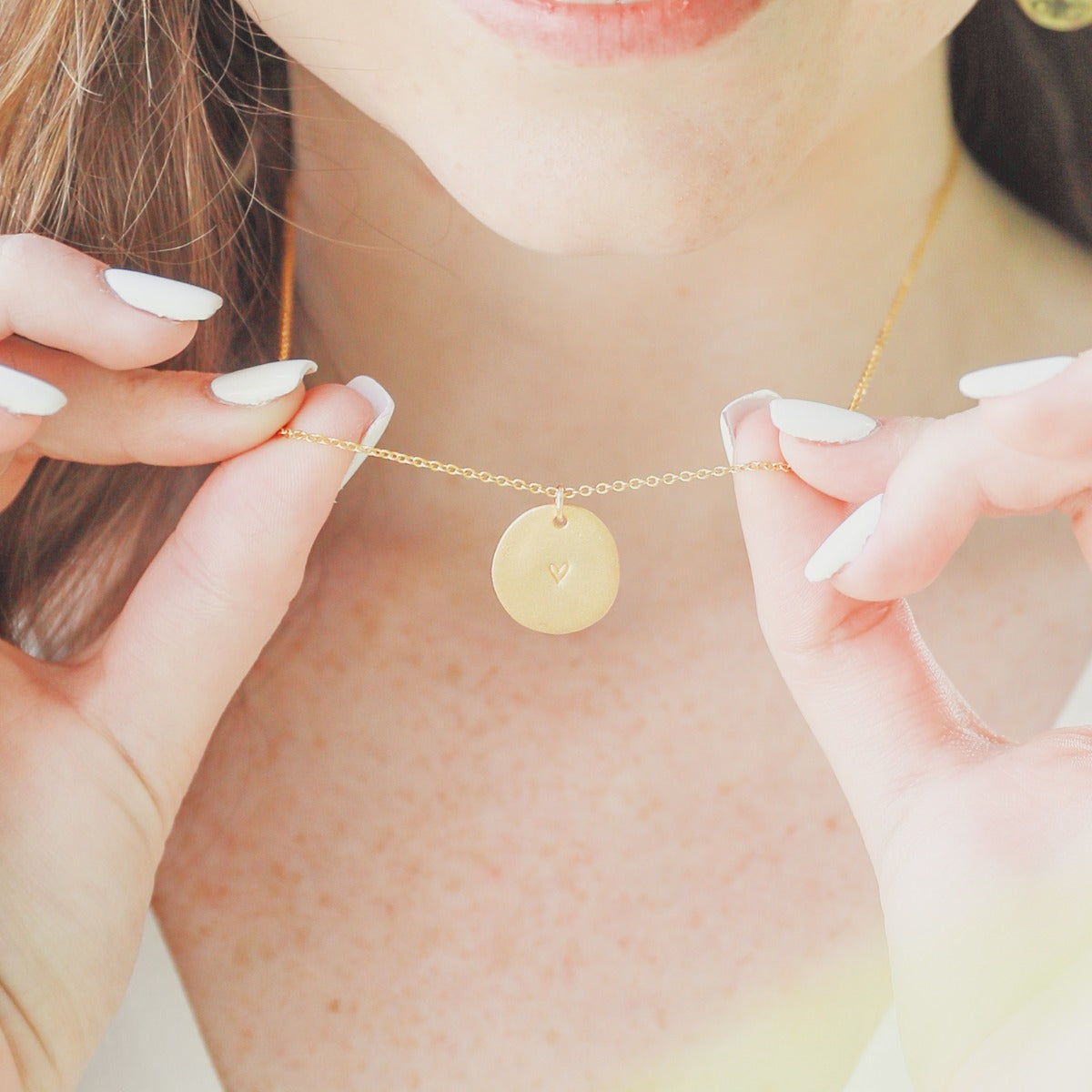 Small and Mighty Heart Disc Necklace (Gold Plated)