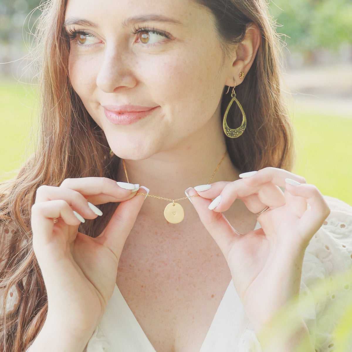 Small and Mighty Heart Disc Necklace (Gold Plated)