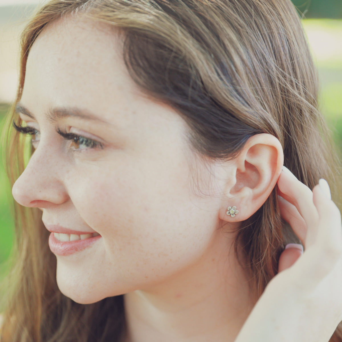Birthstone Bloom Stud Earrings (Sterling Silver)