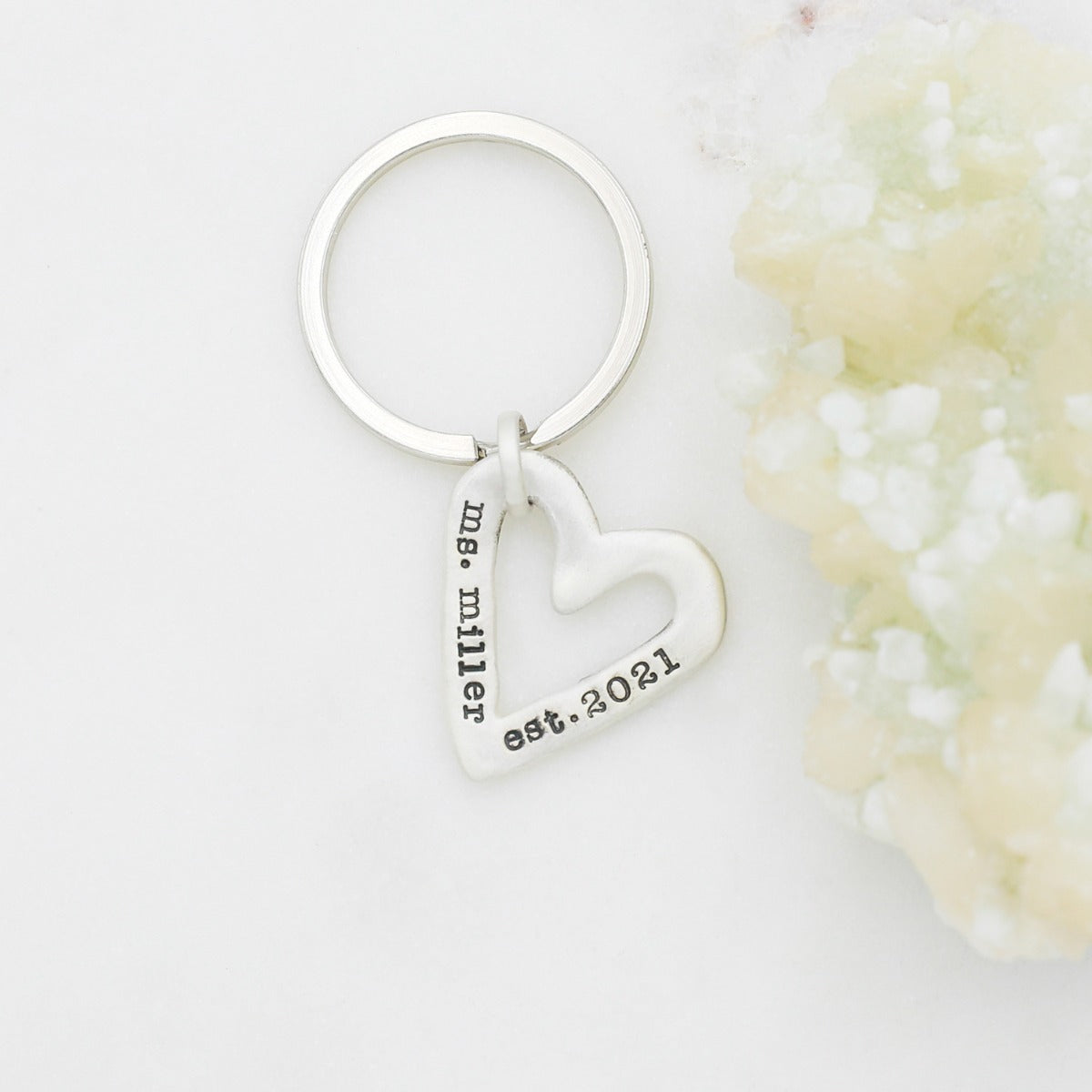 Molded Heart Keychain (Sterling Silver)