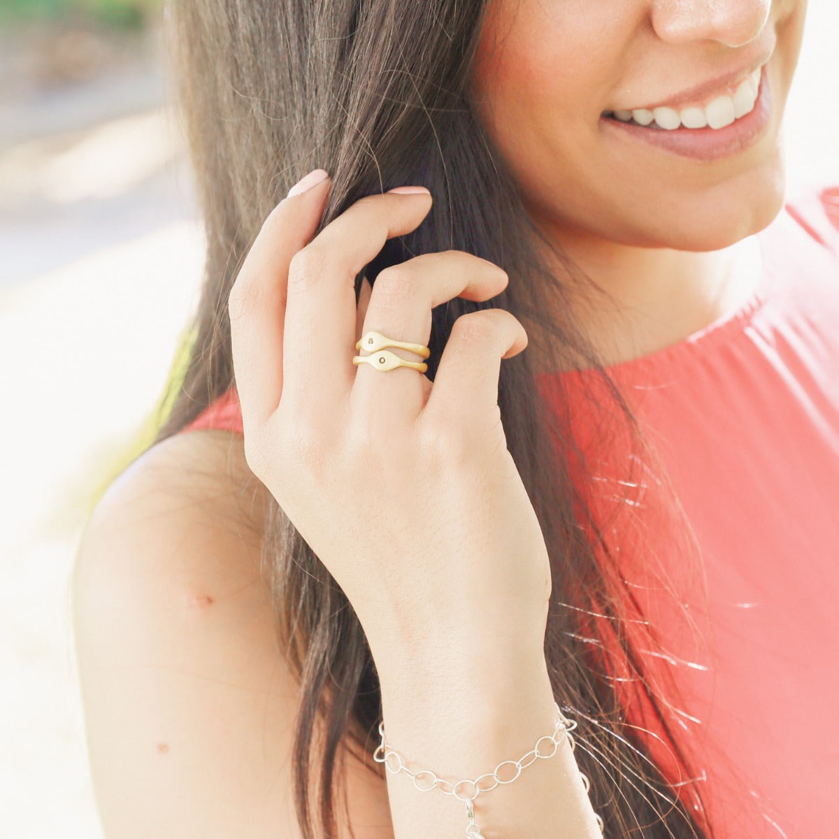 Initial Stacking Ring (9K Solid Gold)