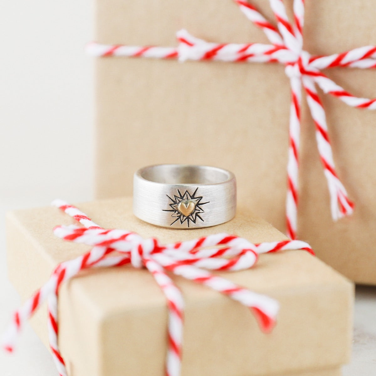 Bursting Heart Ring (Sterling Silver & 9K Gold)