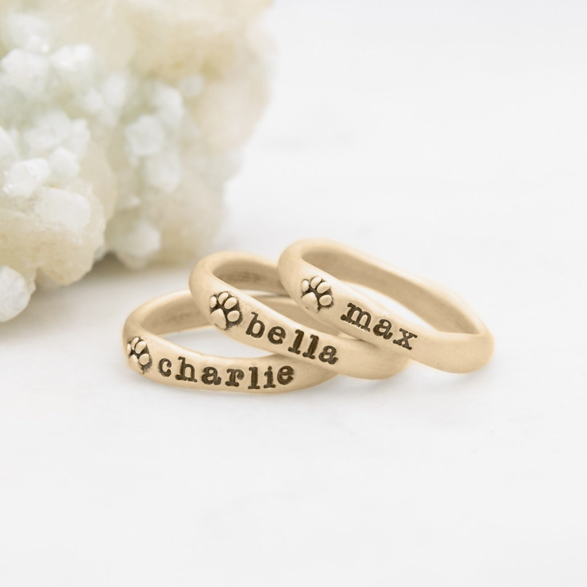 Furry Footprint Stacking Ring (14K Solid Gold)