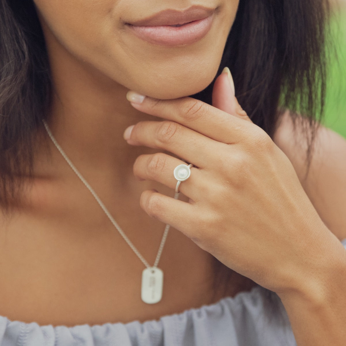 Nesting Freshwater Large Pearl Ring (Sterling Silver)