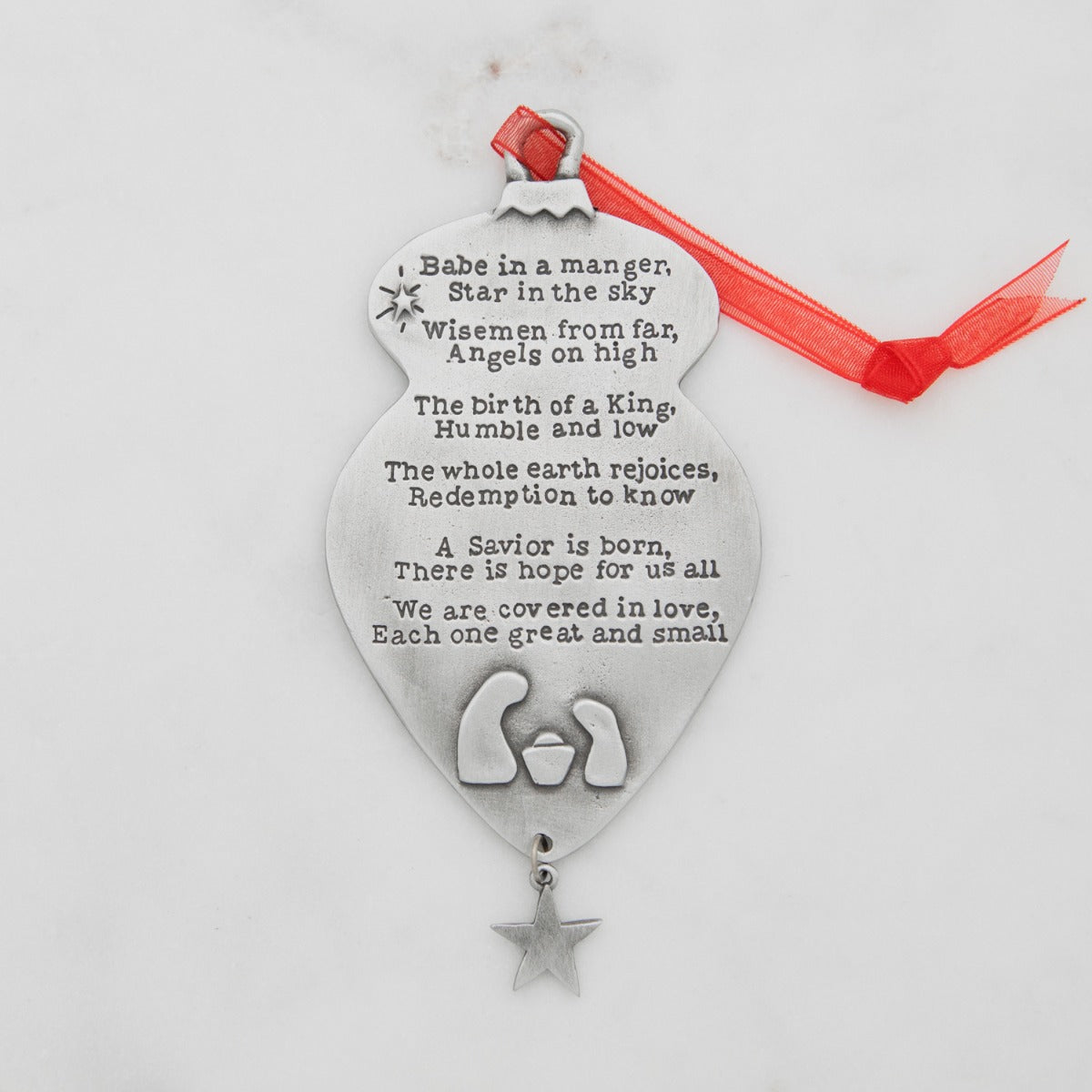 Babe in a Manger Ornament (Pewter)