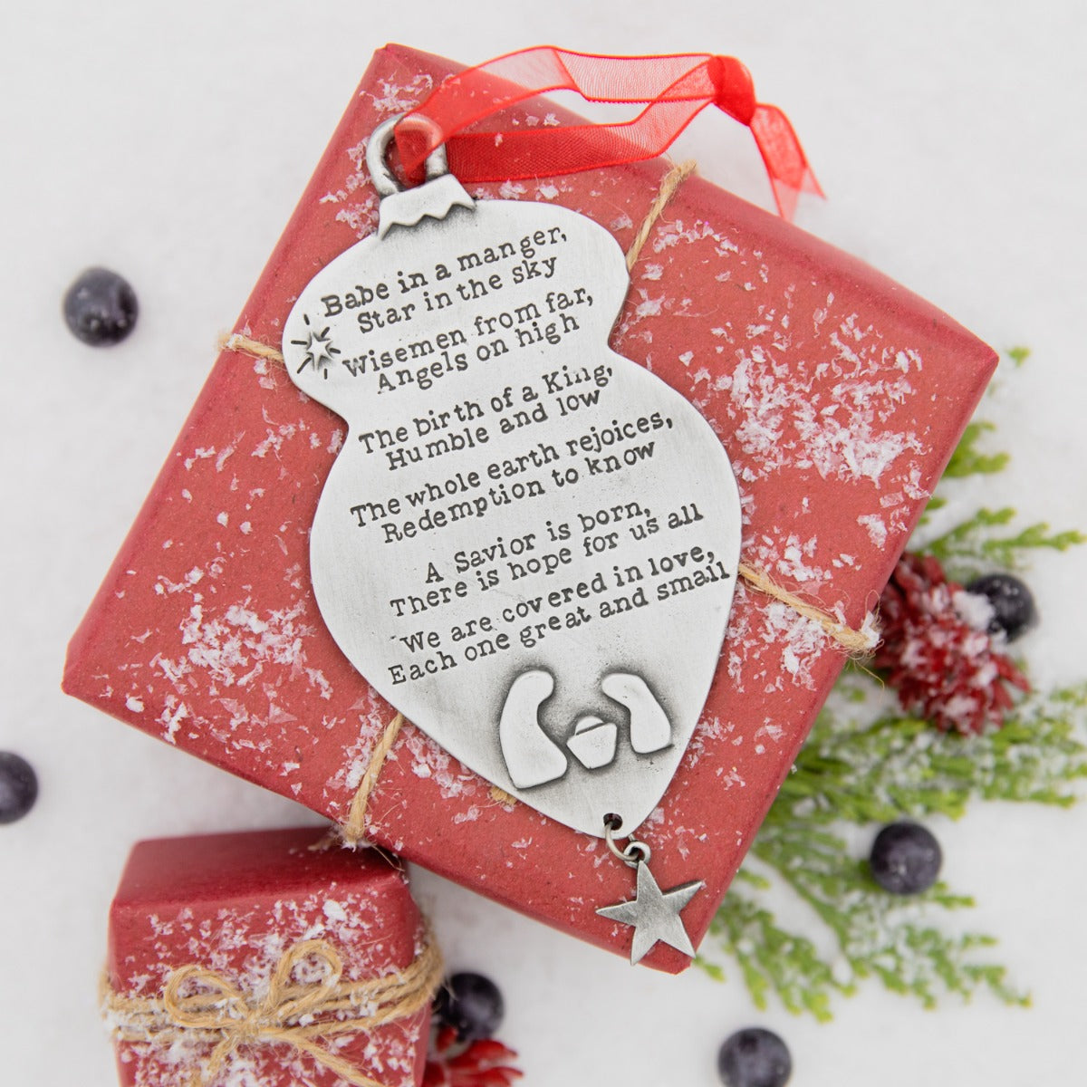 Babe in a Manger Ornament (Pewter)