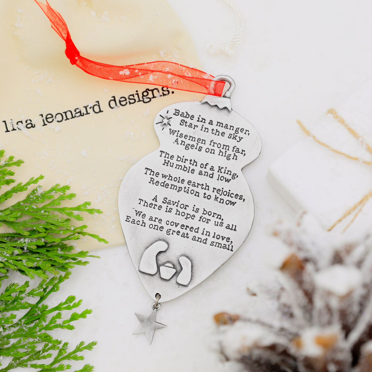 Babe in a Manger Ornament (Pewter)