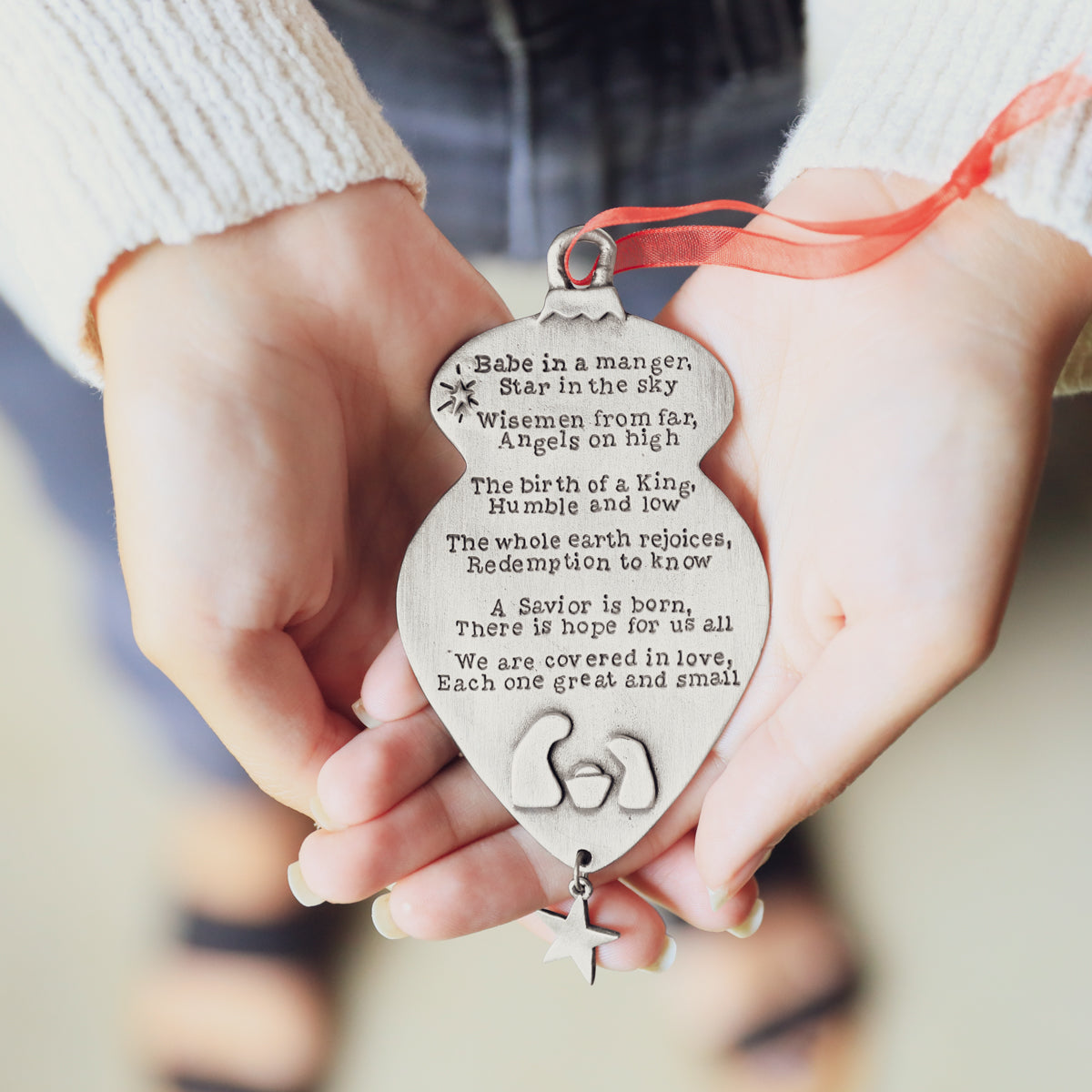 Babe in a Manger Ornament (Pewter)