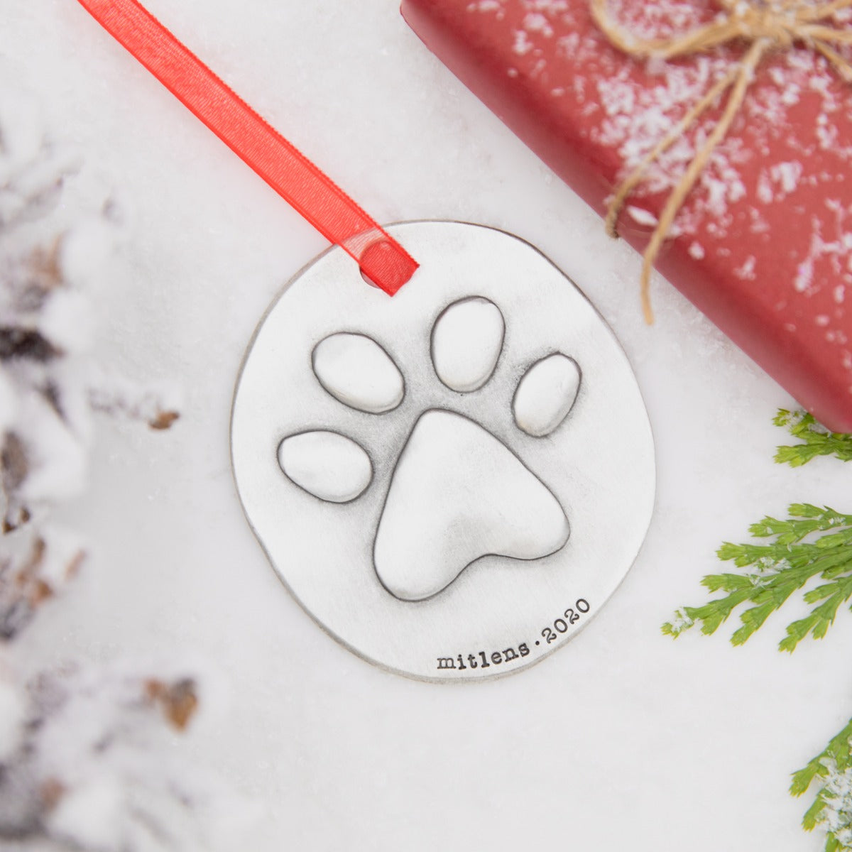 Furry Footprint Ornament (Pewter)
