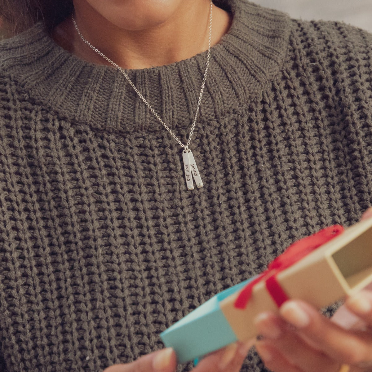 Bezel Birthstone Necklace (Sterling Silver)