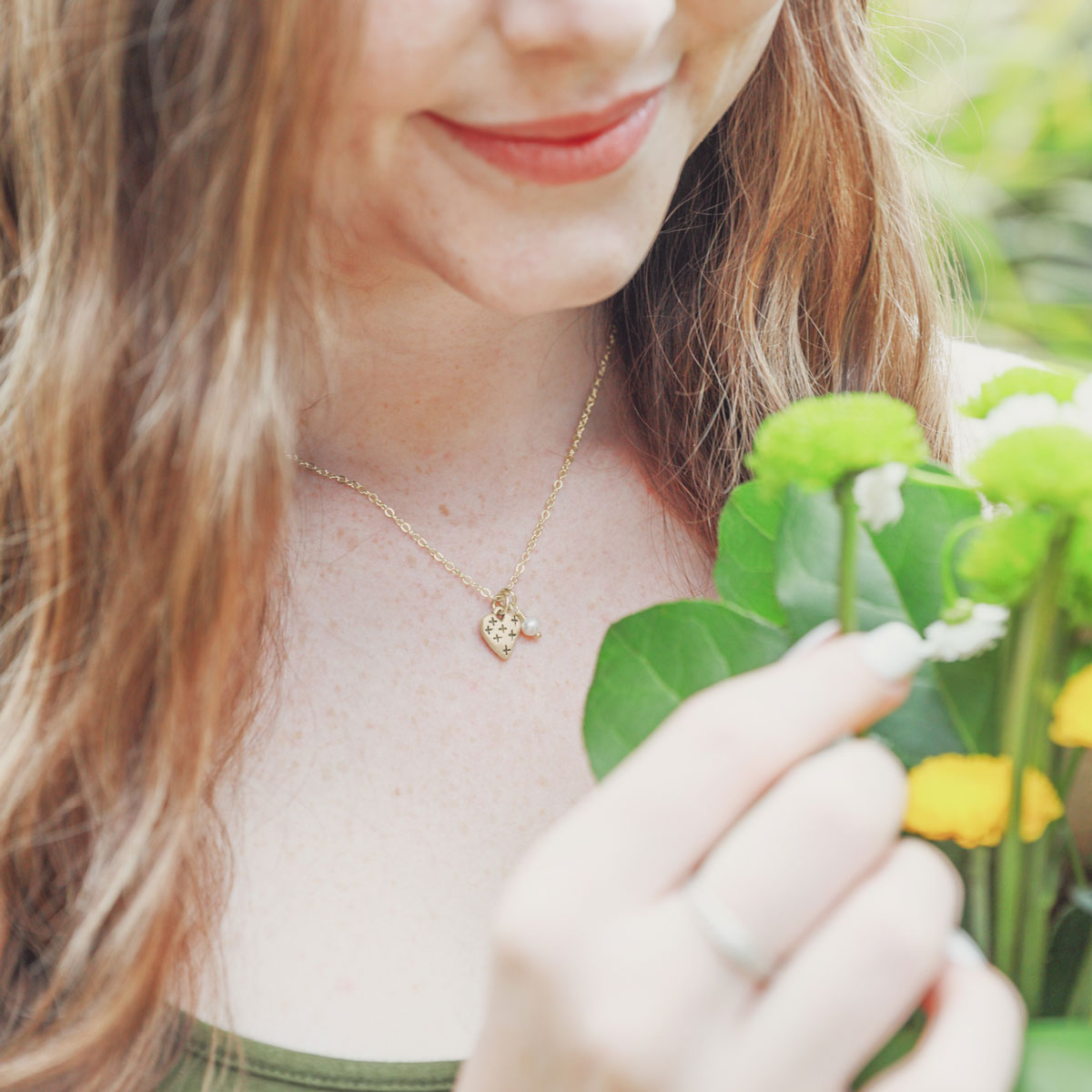 Light + Bright Hearts Necklace (9K Solid Gold)