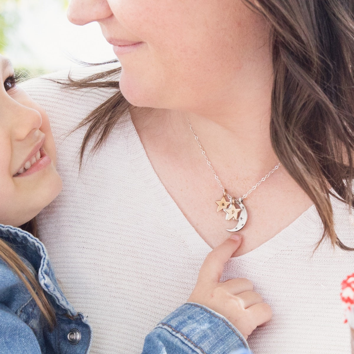 Twinkle Little Stars Necklace (Sterling Silver & Brass)