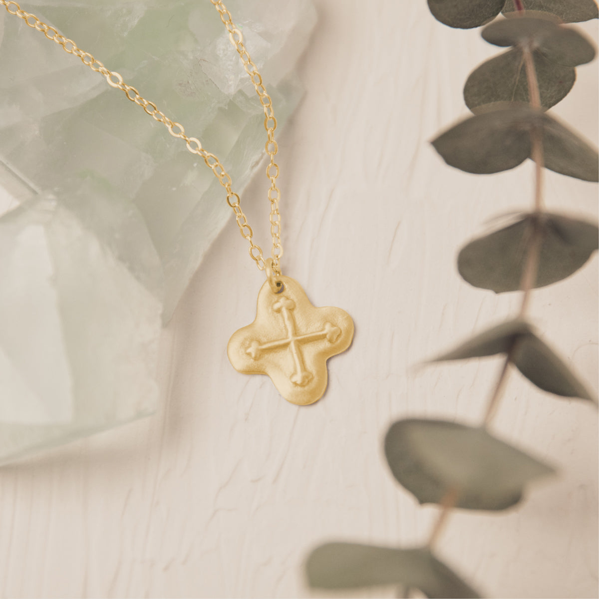 Shining Light Cross Necklace (9K Solid Gold)