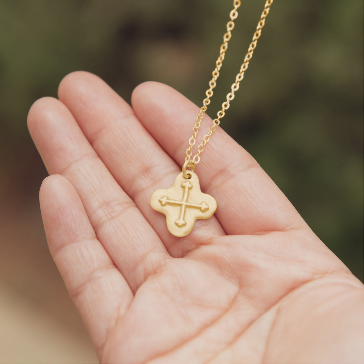 Shining Light Cross Necklace (9K Solid Gold)