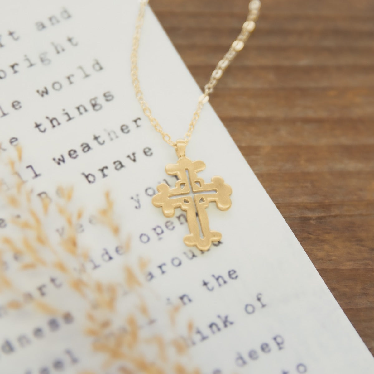 Work of Art Cross Necklace (14K Solid Gold)