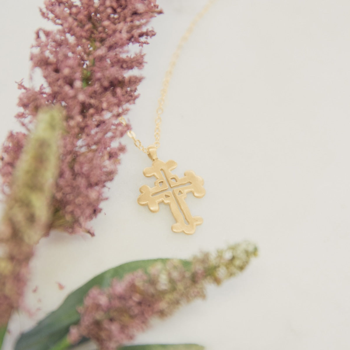 Work of Art Cross Necklace (14K Solid Gold)