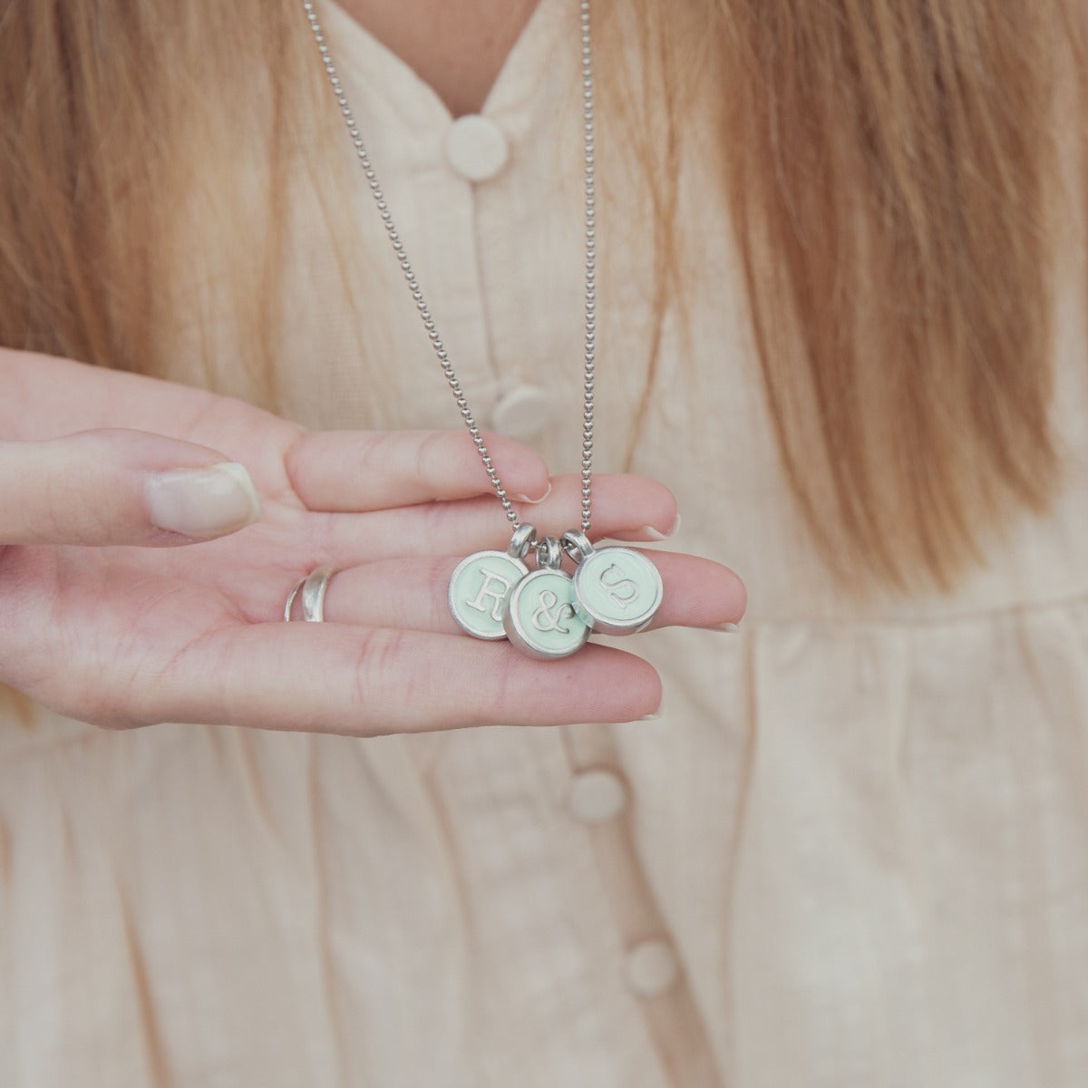 Typewriter Initial Necklace (Pewter)