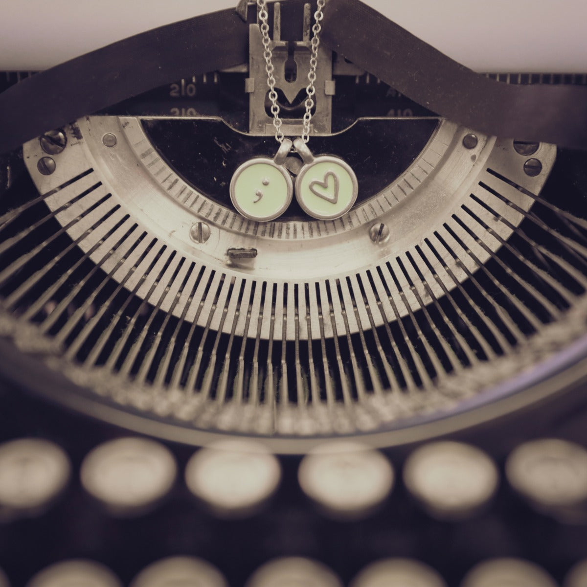 Typewriter Initial Necklace (Pewter)