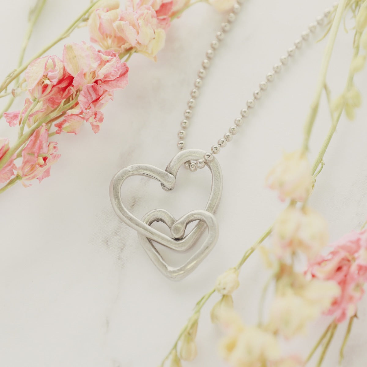 Connected Hearts Necklace (Pewter)