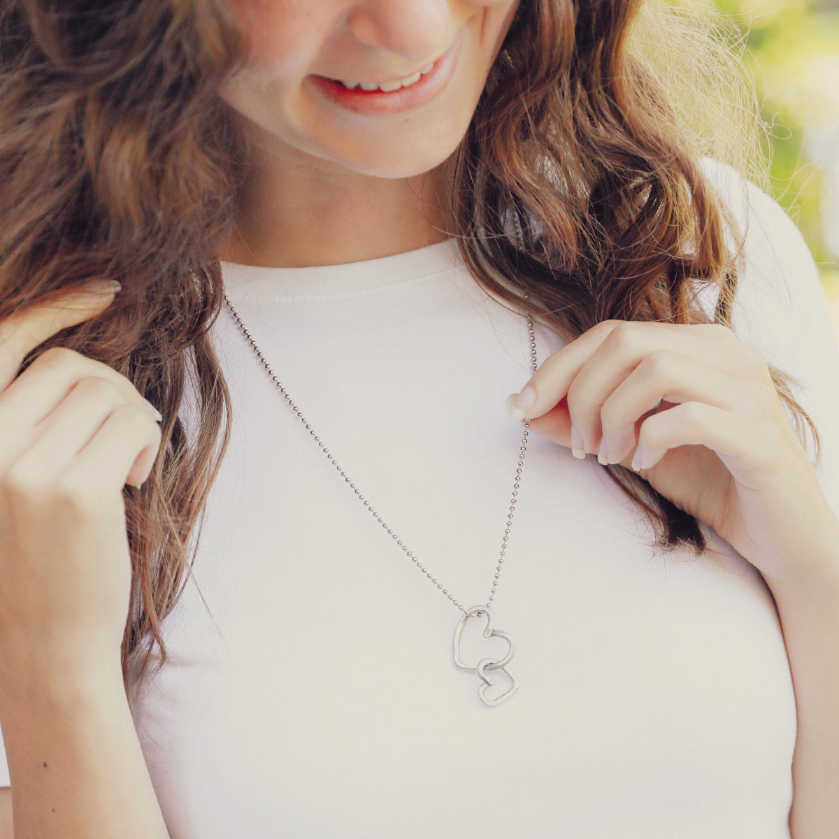 Connected Hearts Necklace (Pewter)