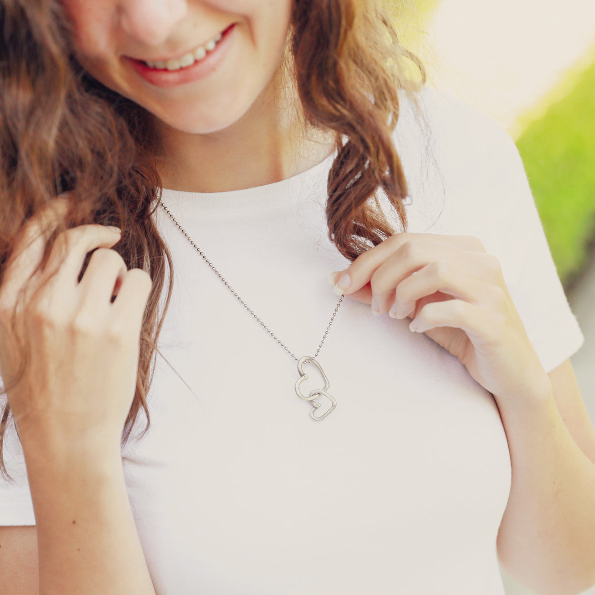 Connected Hearts Necklace (Pewter)
