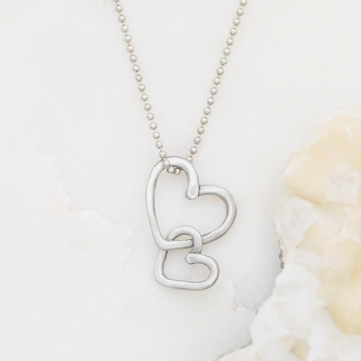 Connected Hearts Necklace (Pewter)
