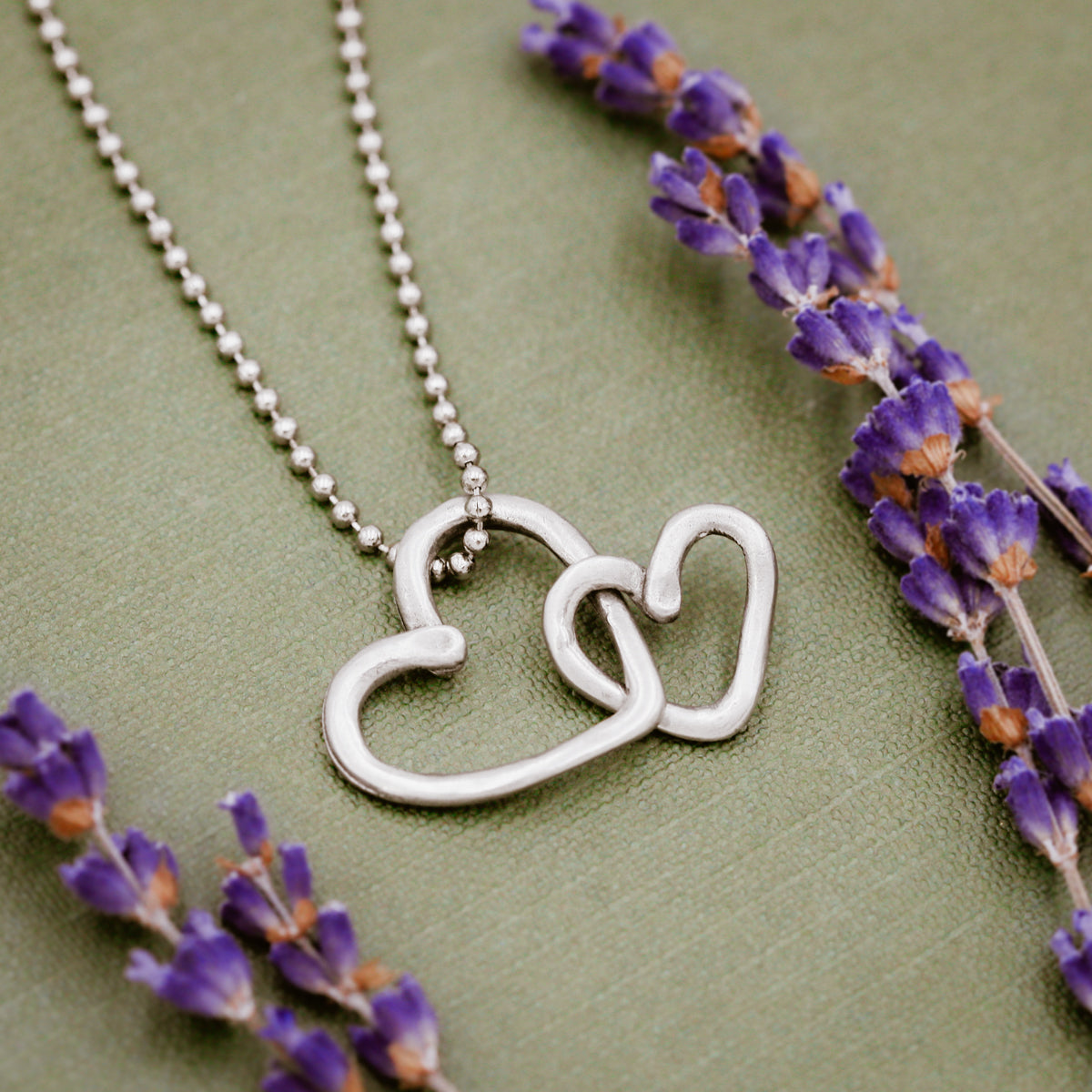 Connected Hearts Necklace (Pewter)