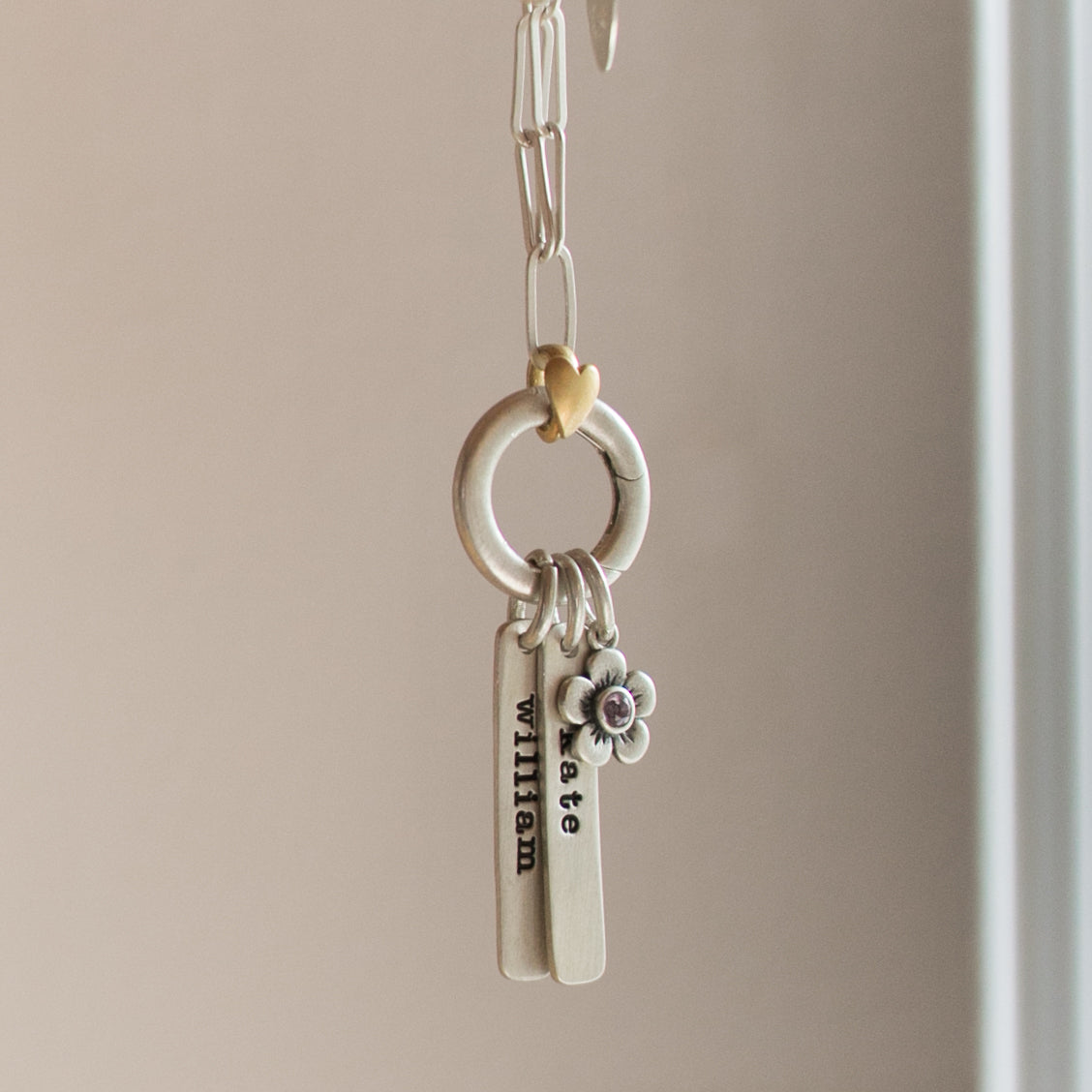 Golden Heart Buildable Charm Necklace (Sterling Silver)