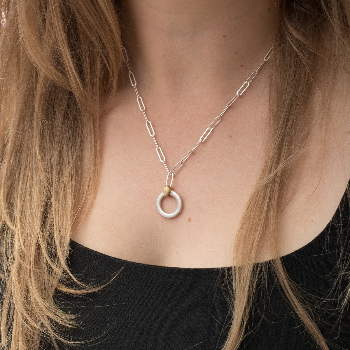 Golden Heart Buildable Charm Necklace (Sterling Silver)