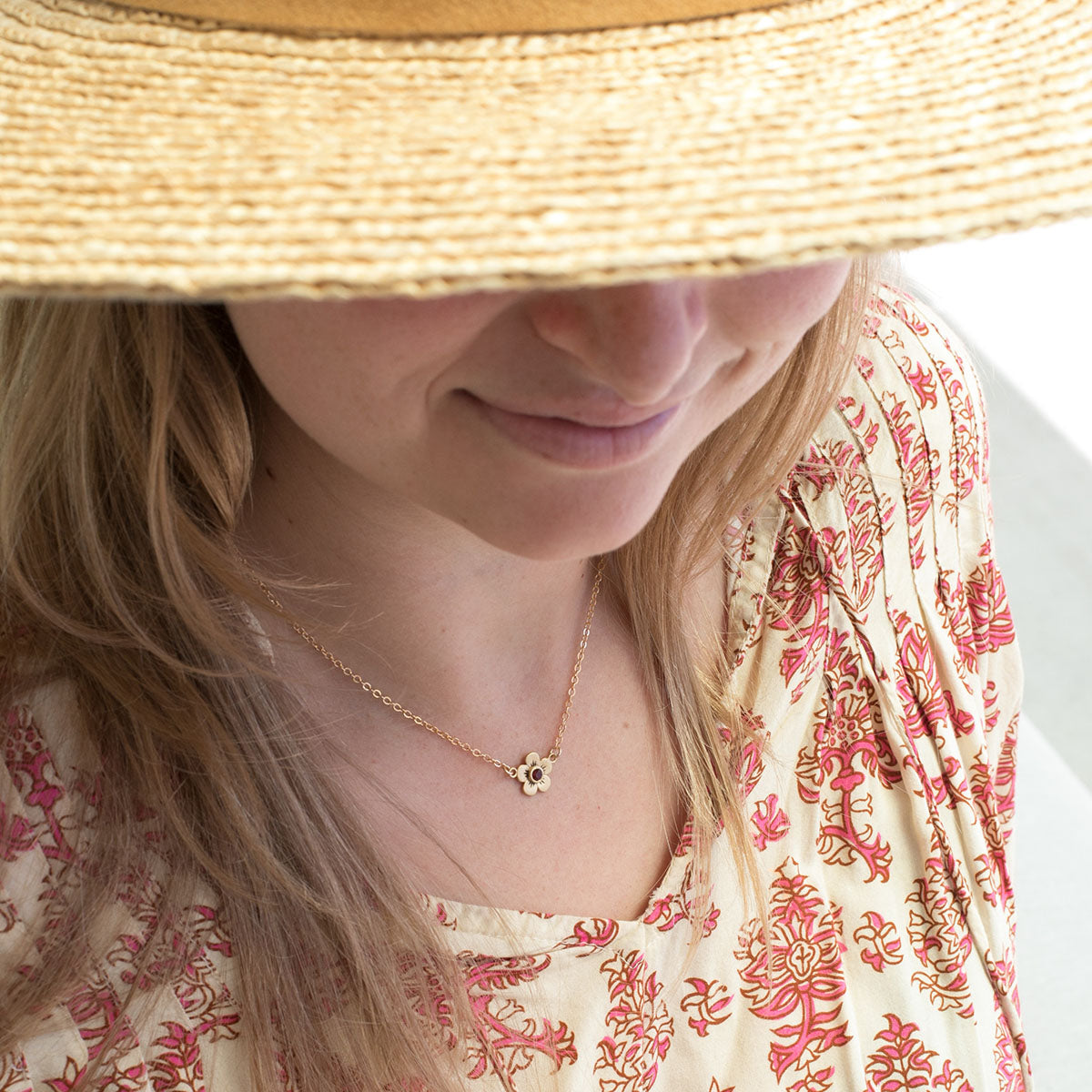 Birthstone Bloom Necklace (Gold Plated)