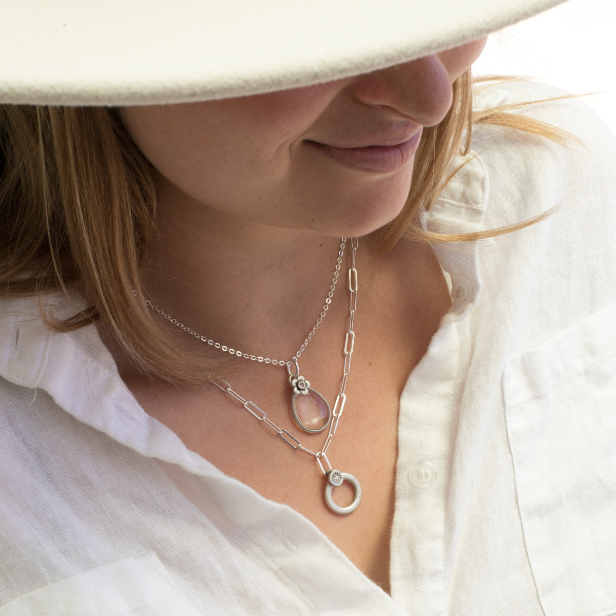 Clear and Bright Birthstone Bloom Necklace (Sterling Silver)