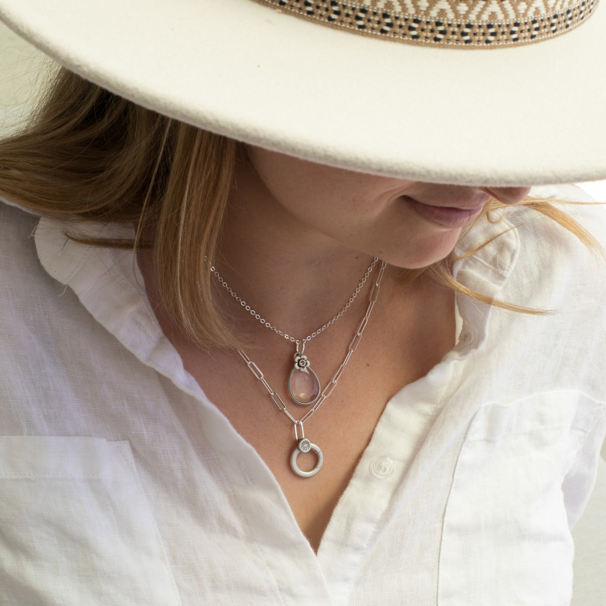 Clear and Bright Birthstone Bloom Necklace (Sterling Silver)