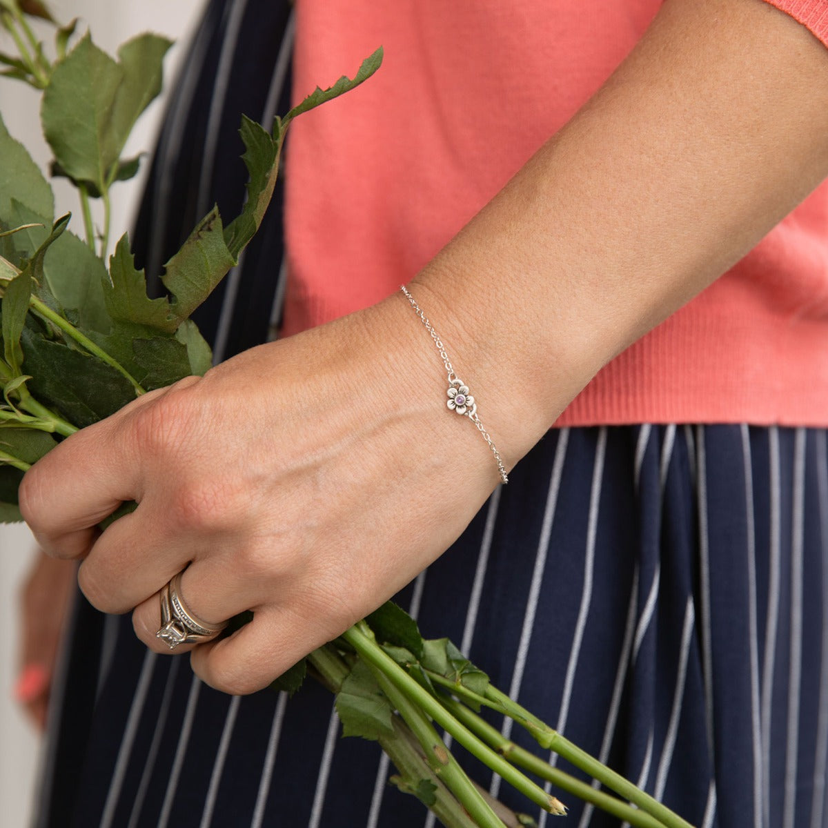 Birthstone Bloom Bracelet (Sterling Silver)