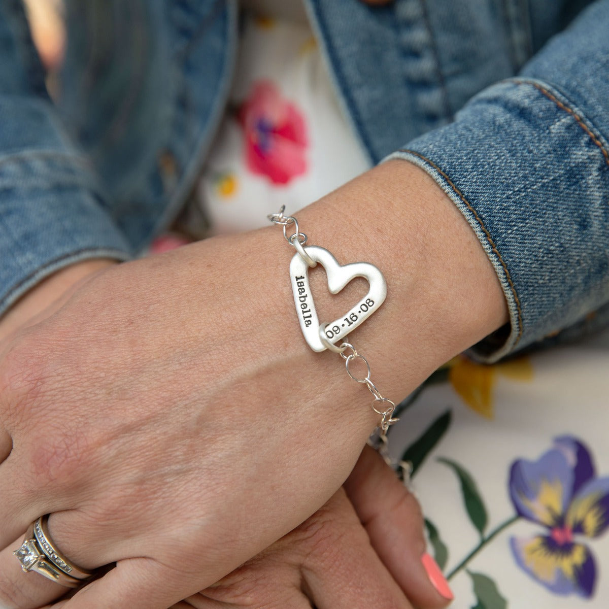 Molded Heart Bracelet (Sterling Silver)