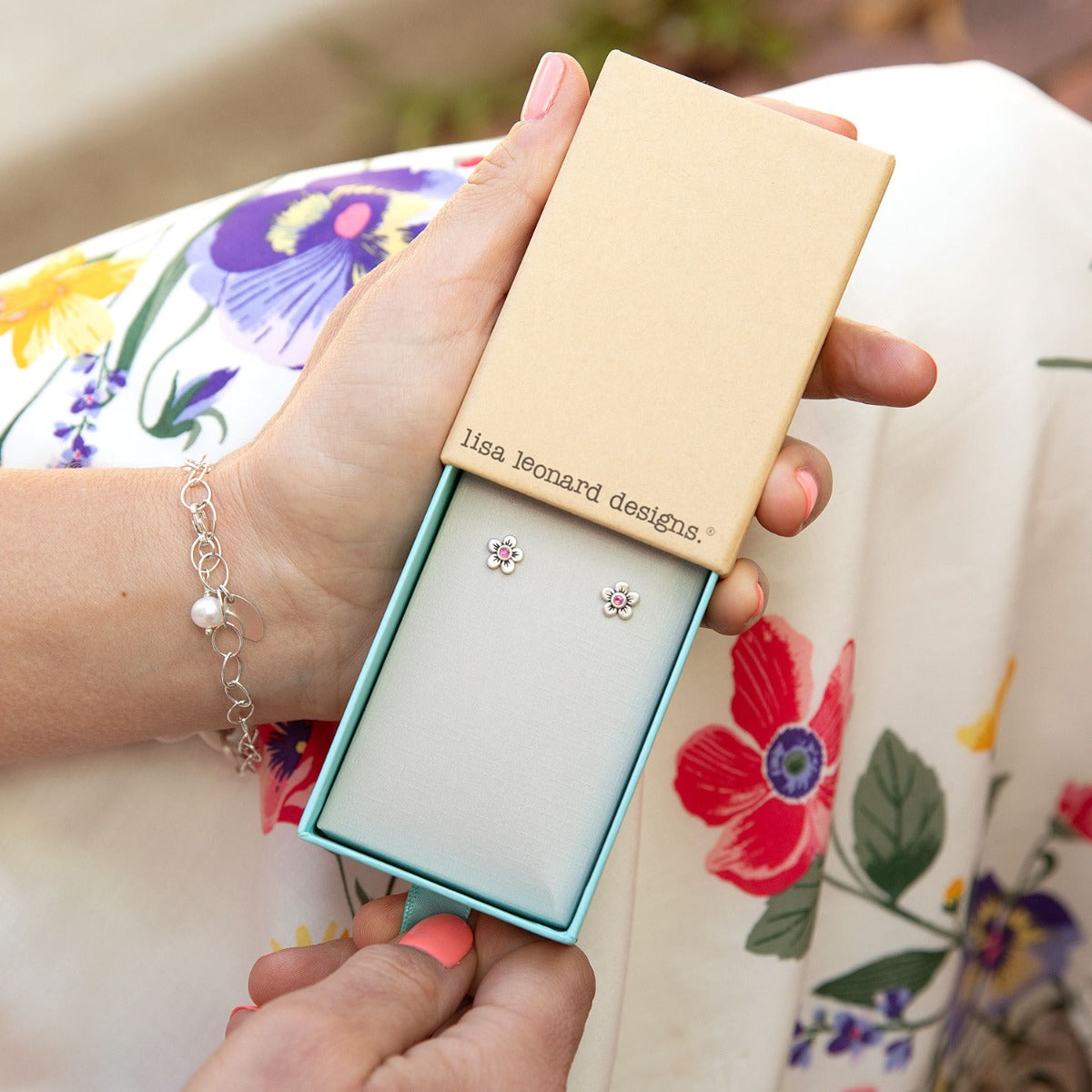 Birthstone Bloom Stud Earrings (Sterling Silver)