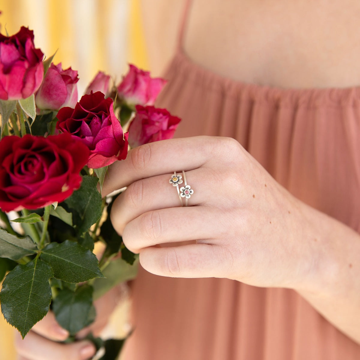 Birthstone Bloom Ring (Sterling Silver)