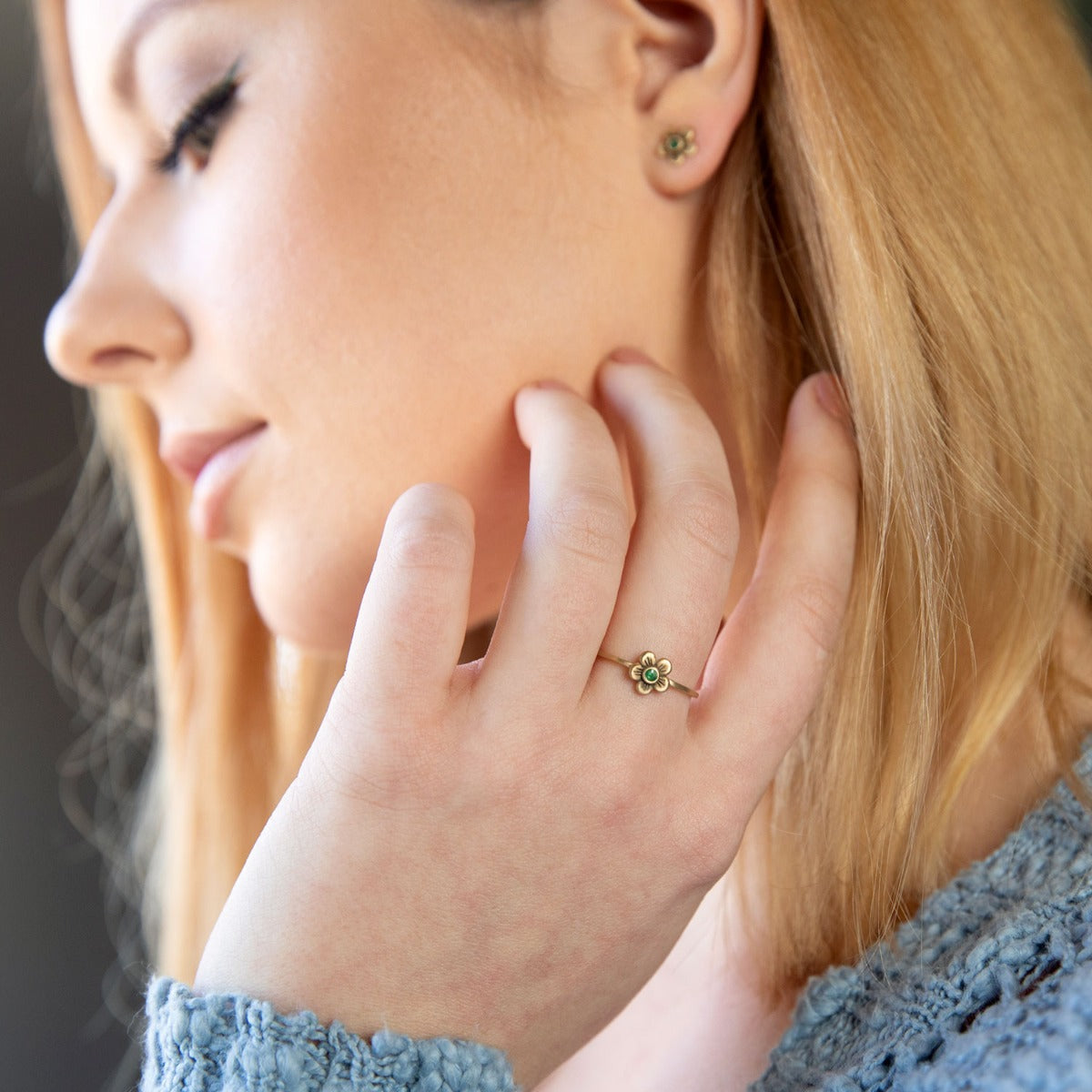Birthstone Bloom Ring (9K Solid Gold)