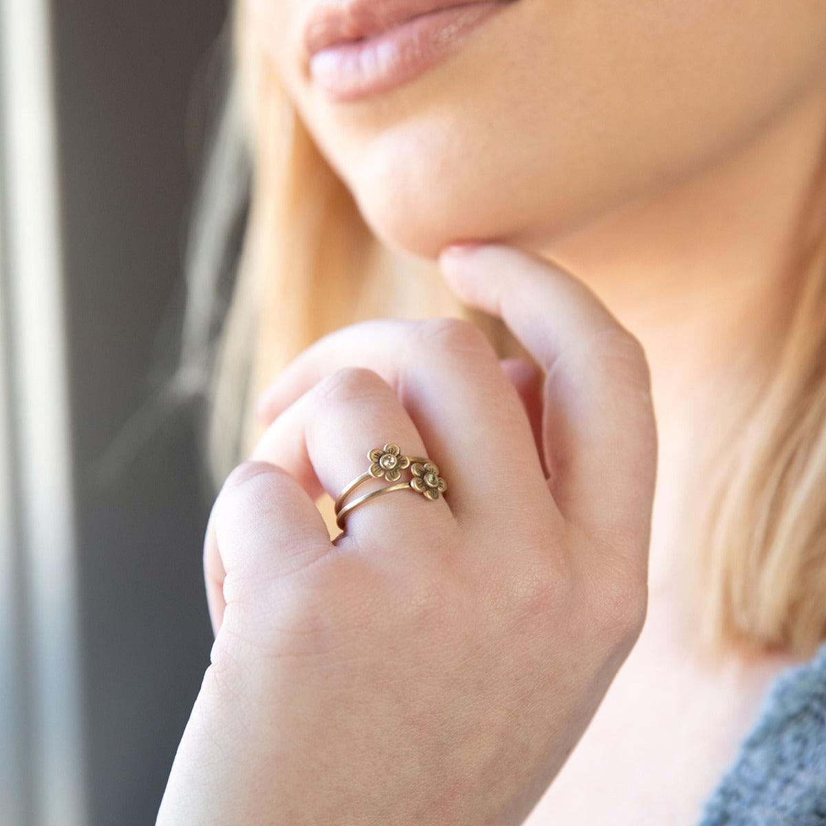 Birthstone Bloom Ring (9K Solid Gold)