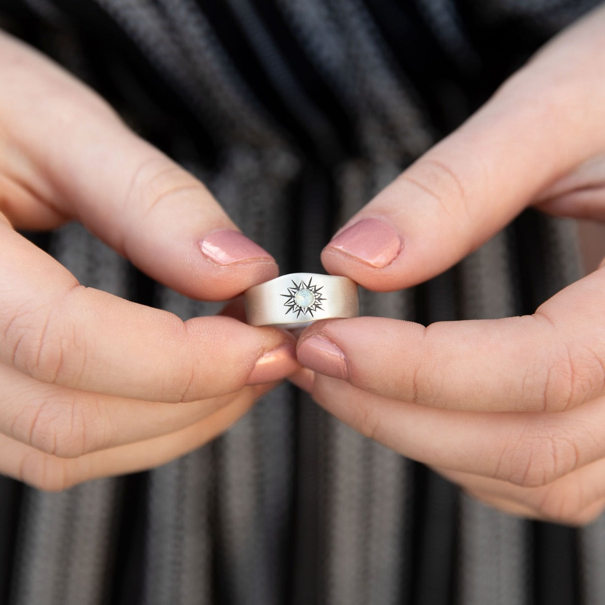 Sunburst Birthstone Ring (Sterling Silver)
