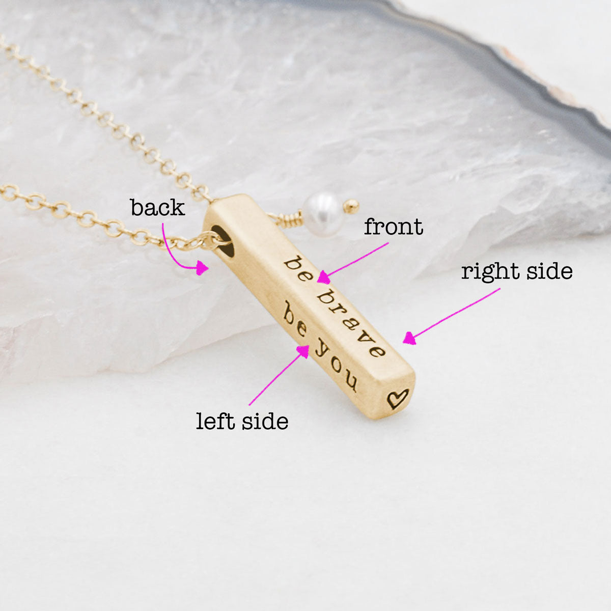 What Matters Most Necklace - 4 Sides (14K Solid Gold)