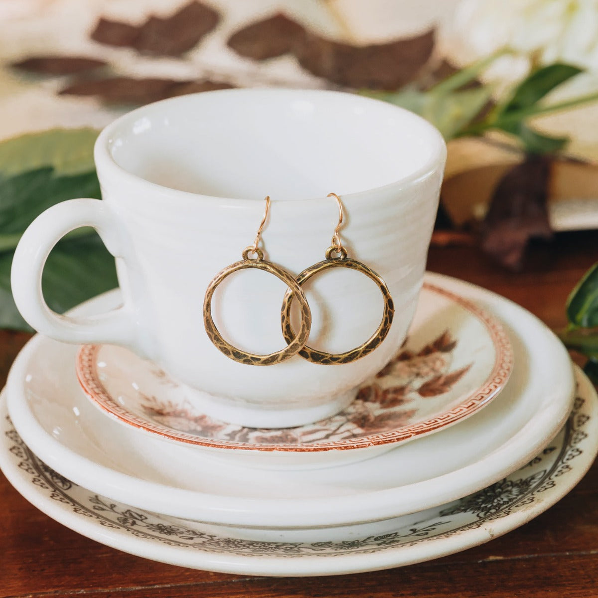 Hammered Hoop Earrings (Gold Plated)