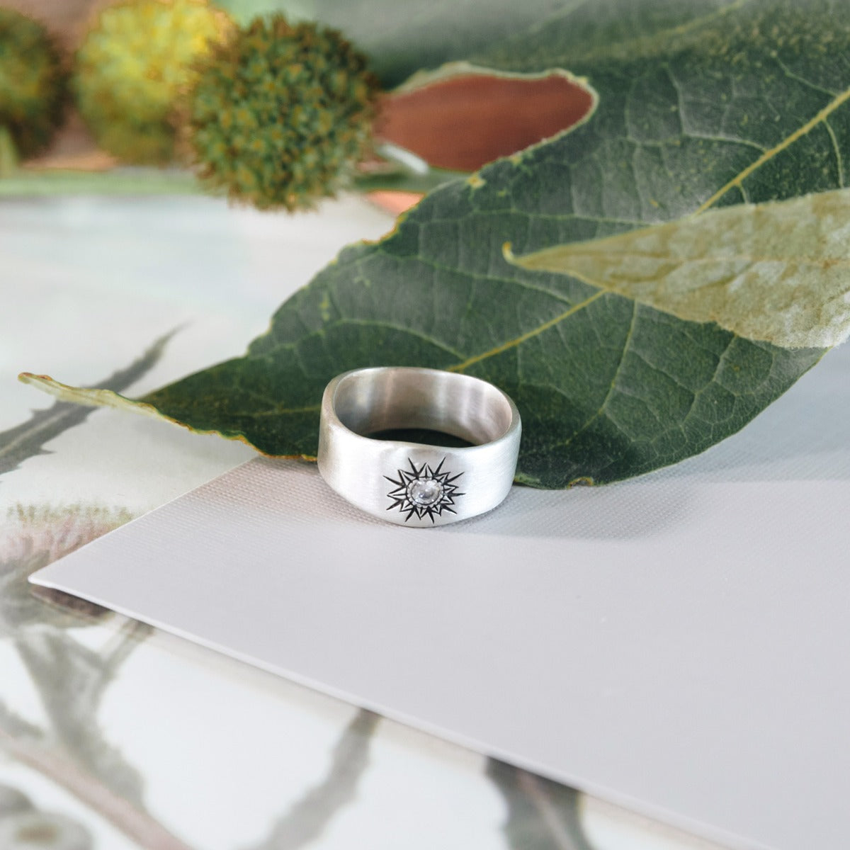 Sunburst Crystal Ring (Sterling Silver)