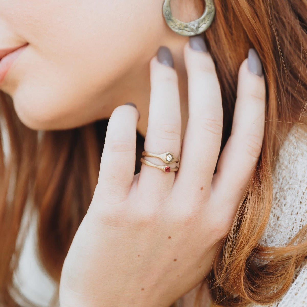 Bezel Birthstone Ring (14K Solid Gold)