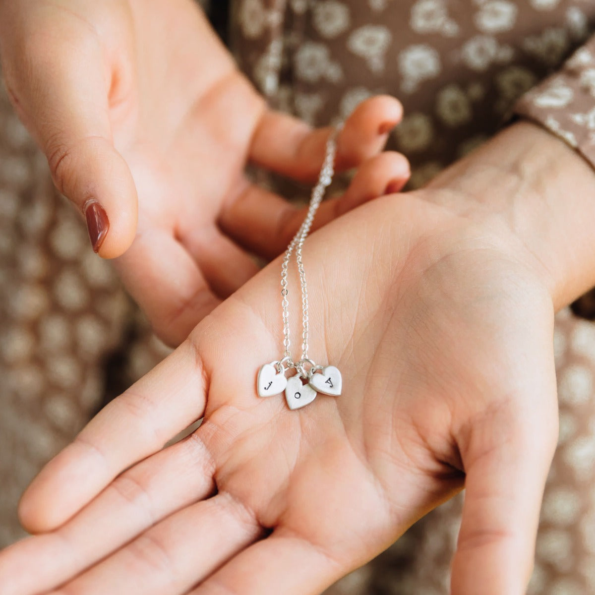 Cherished Hearts Initials Necklace (Sterling Silver)