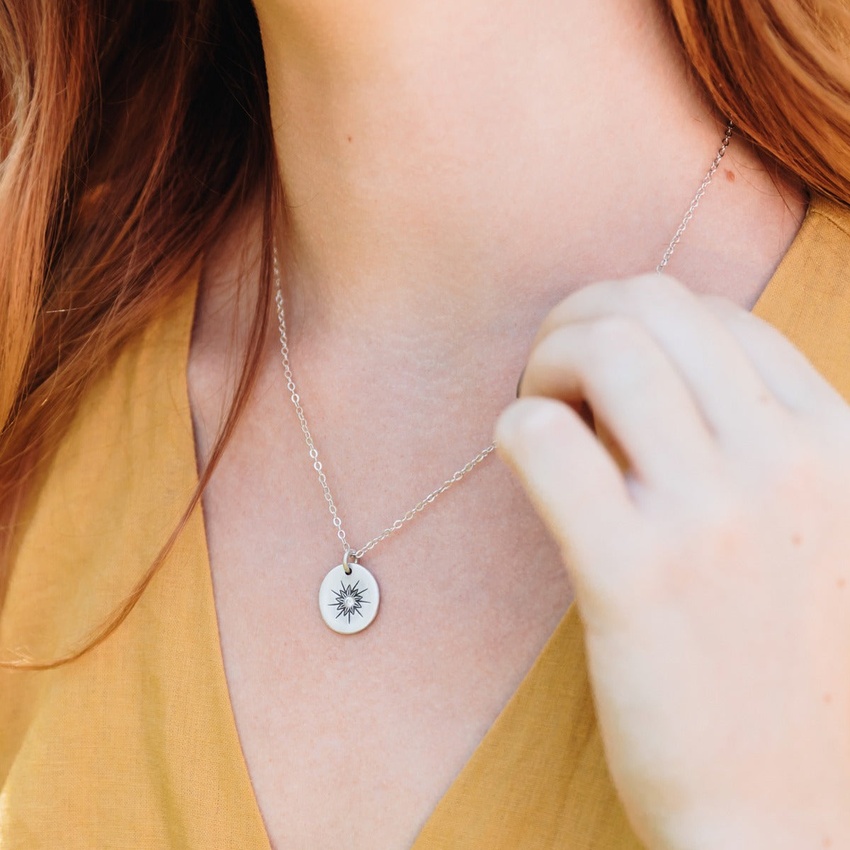 Sunburst Diamond Necklace (Sterling Silver)