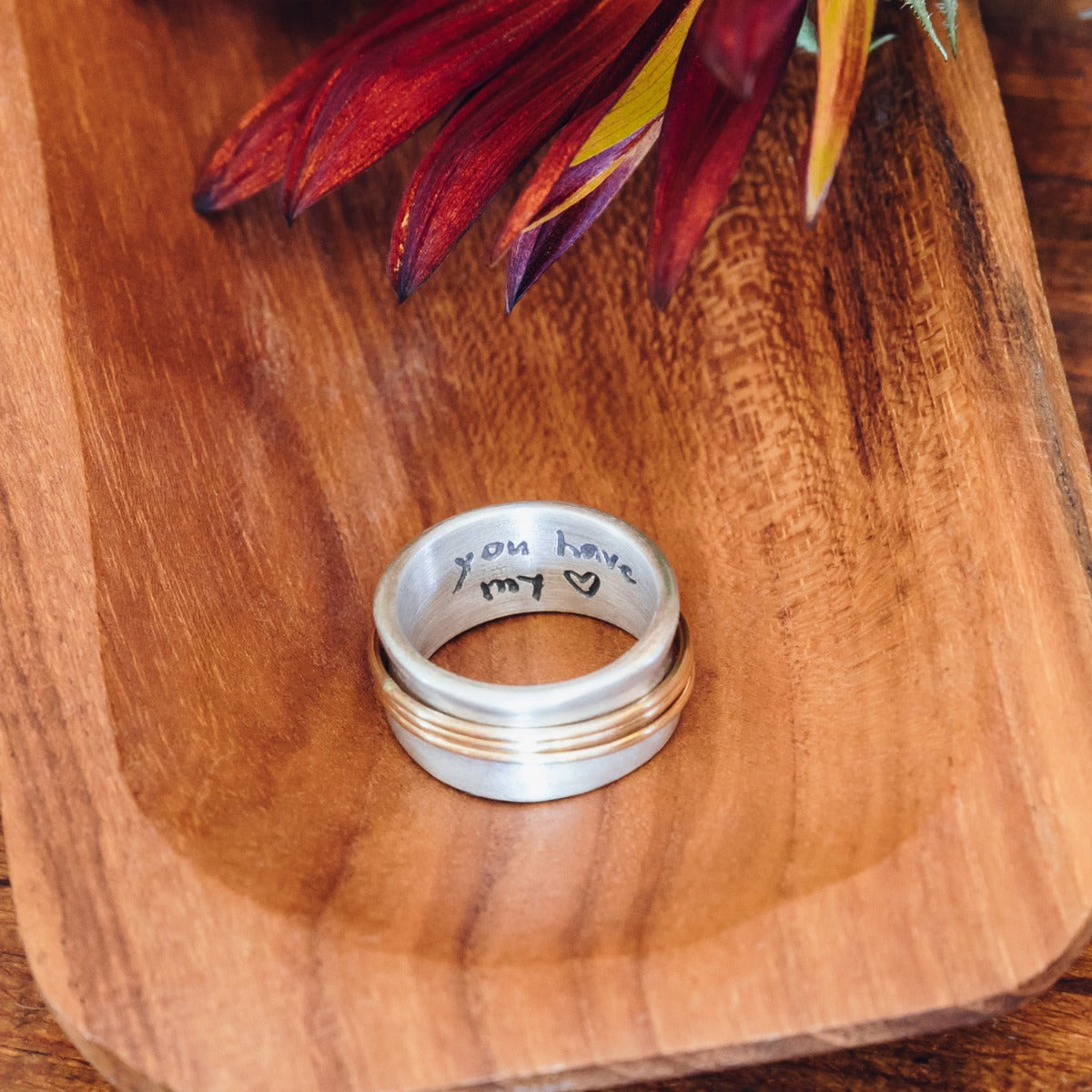You Have My Heart Spinner Ring (Sterling Silver & Gold-Filled)