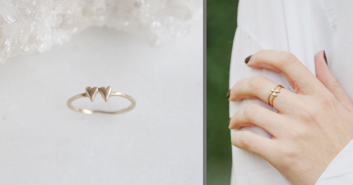 Sweet Love Ring - Two Hearts (9K Solid Gold)