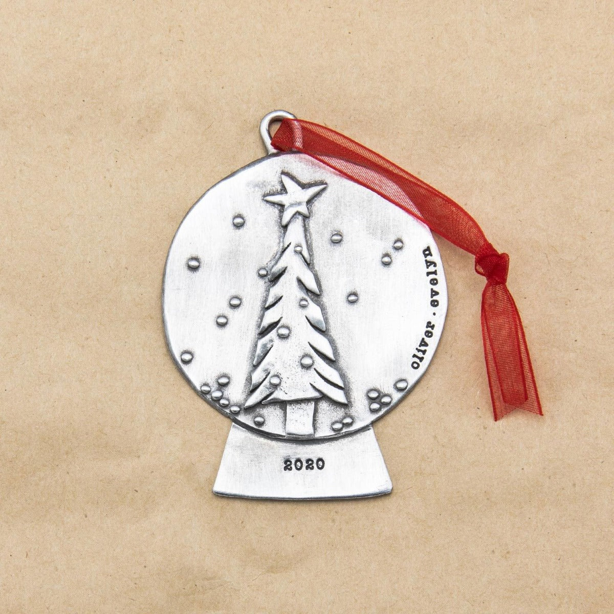 Personalized Snow Globe Ornament (Pewter)