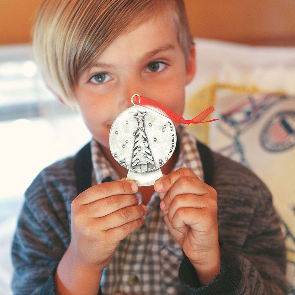 Personalized Snow Globe Ornament (Pewter)