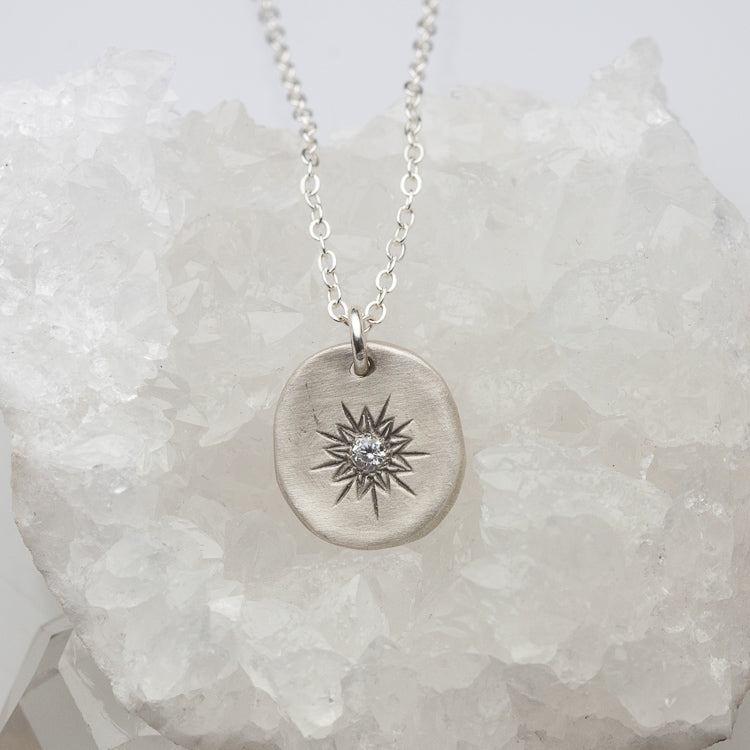 Sunburst Diamond Necklace (Sterling Silver)